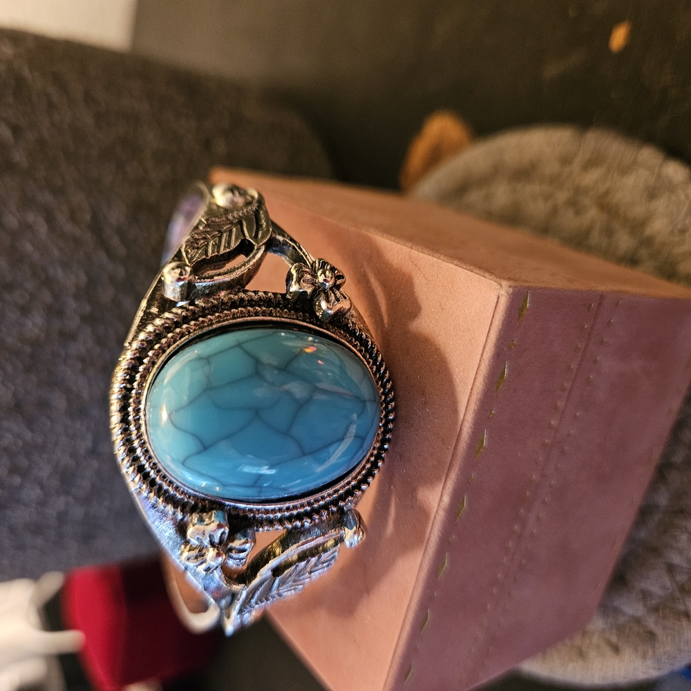 Silver Alloy and Turquoise Women's Bracelet
